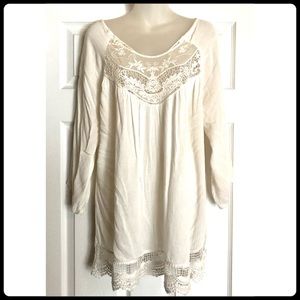 Mimi Peasant Shirt with lace detail & trim